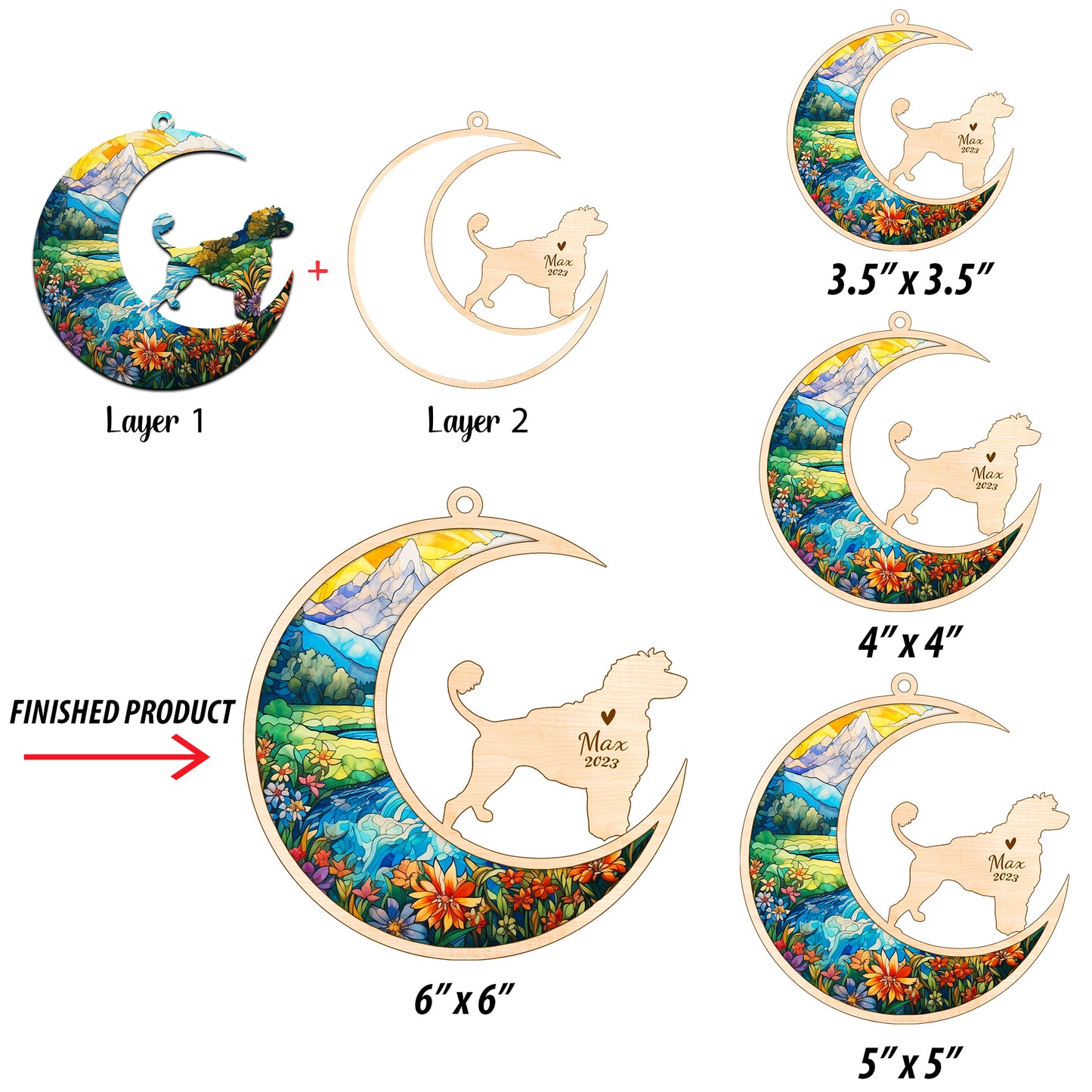 Netecom Portuguese Water Dog Memorial Suncatcher, Personalized Portuguese Water Christmas Ornament, Bereavement Gifts for Loss of Pet, Dog Grief Gift, Dog Death Sympathy Gift Pet Loss Sun Catchers