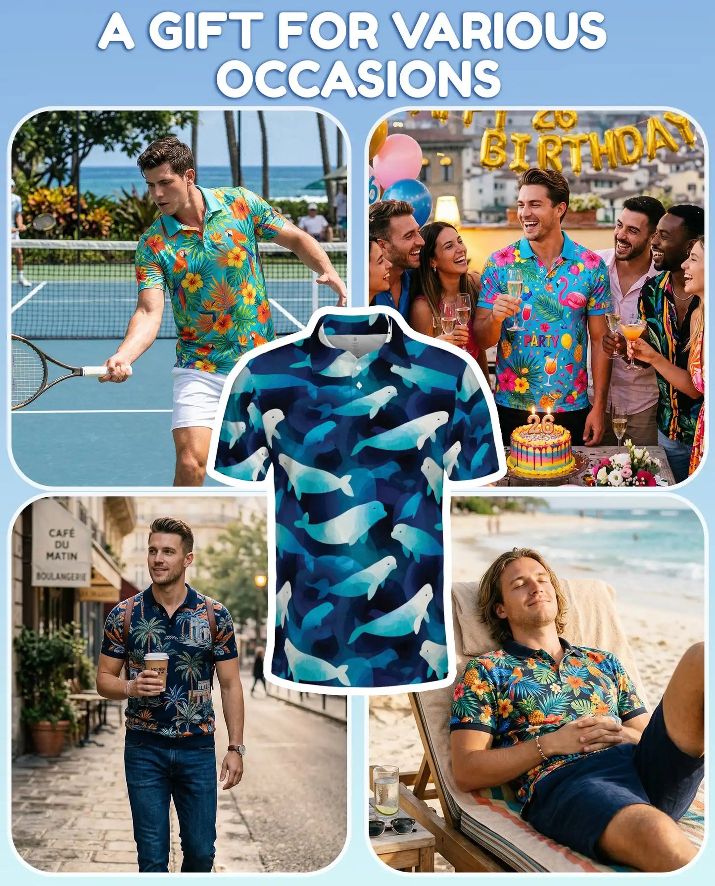 Beluga Whale Polo Shirt for Men – Ocean Wildlife Style | Netecom