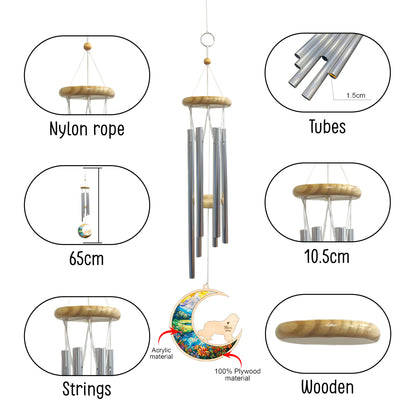 Netecom Newfoundland Dog Wind Chimes Memorial, Personalized Pet Memorial Wind Chimes for Dog Suncatcher, Dog Loss Memorial Ornament, Loss of Pet Sympathy Gift, Remembrance Windchime Outside Garden Decor