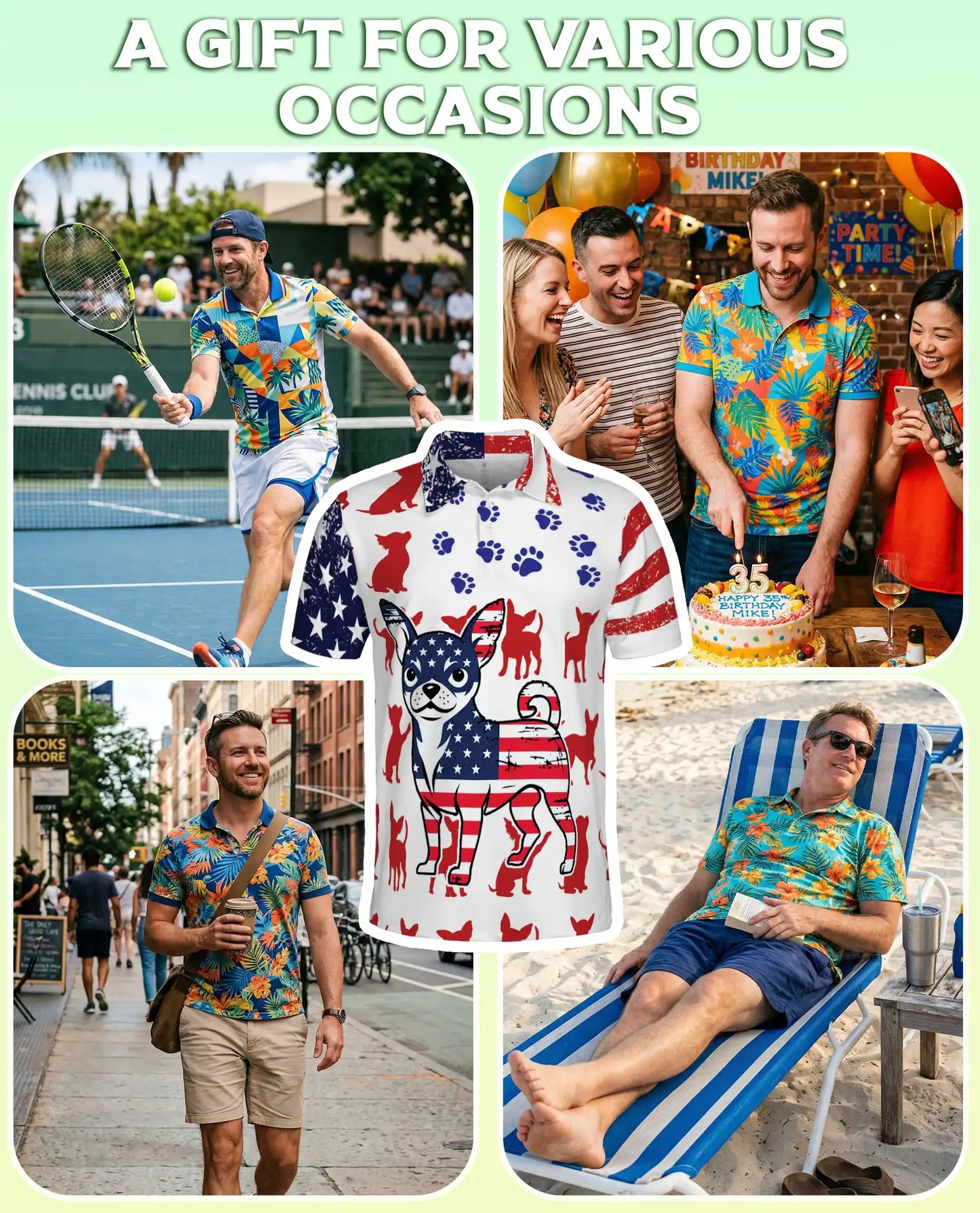 Patriotic Chihuahua Polo Shirt – American Flag Dog Print | Netecom