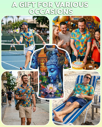 Buddha Lotus 3D Polo Shirt for Men – Spiritual Zen Art Style | Netecom