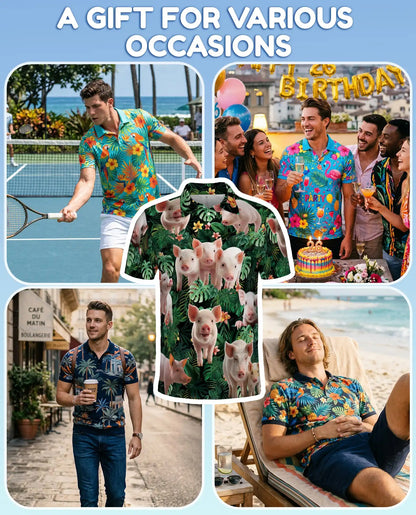 Tropical Pig Polo Shirt – Farm Animal Island Style | Netecom