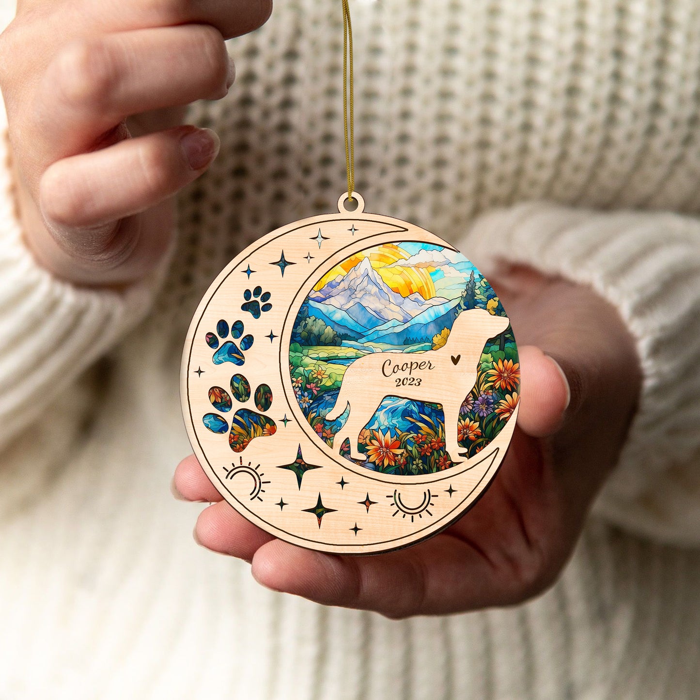 Netecom Chesapeake Bay Retriever Dog Memorial Suncatcher, Personalized Dog Christmas Ornament, Bereavement Gifts for Loss of Pet, Dog Death Sympathy Gift Pet Loss Sun Catchers, Dog Grief Gift