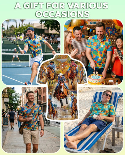Barrel Racing 3D Polo Shirt for Men – Western Rodeo Cowboy Style | Netecom