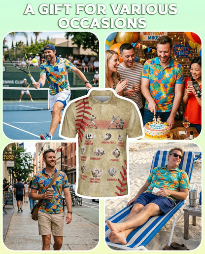 Baseball Pitch Types Polo Shirt – Vintage Style | Netecom