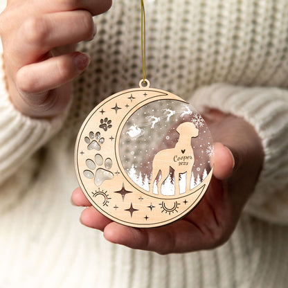 Netecom Vizsla Dog Memorial Suncatcher, Personalized Vizsla Christmas Ornament with Date Name, Bereavement Gifts for Loss of Pet, Dog Death Sympathy Gifts Pet Loss Sun Catchers, Dog Grief Gift