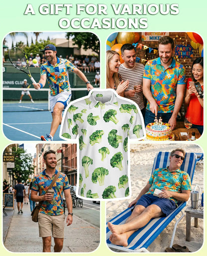 Broccoli Print Polo Shirt | Netecom