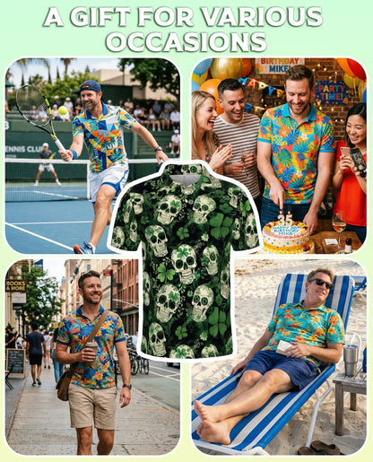 St. Patrick’s Day Skull Shamrock Polo Shirt | Netecom