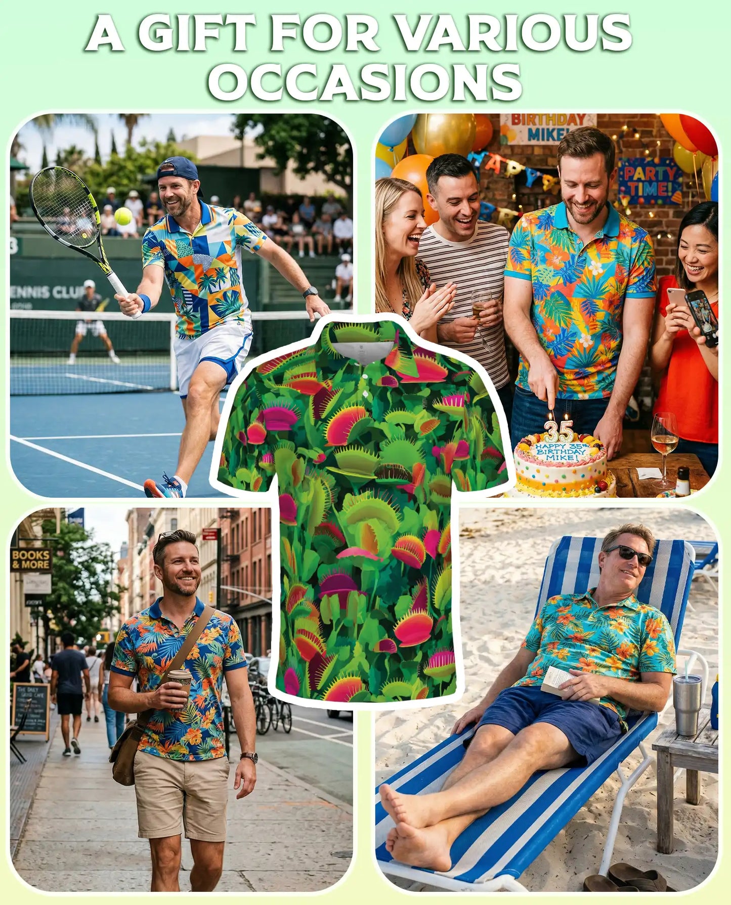 Venus Flytrap Tropical Botanical Polo Shirt Carnivorous Plant Pattern | Netecom