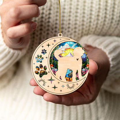Netecom Labradoodle Dog Memorial Suncatcher, Personalized Labradoodle Christmas Ornament with Name Date Bereavement Gifts for Loss of Pet, Dog Death Sympathy Gift for Pet Loss Sun Catchers