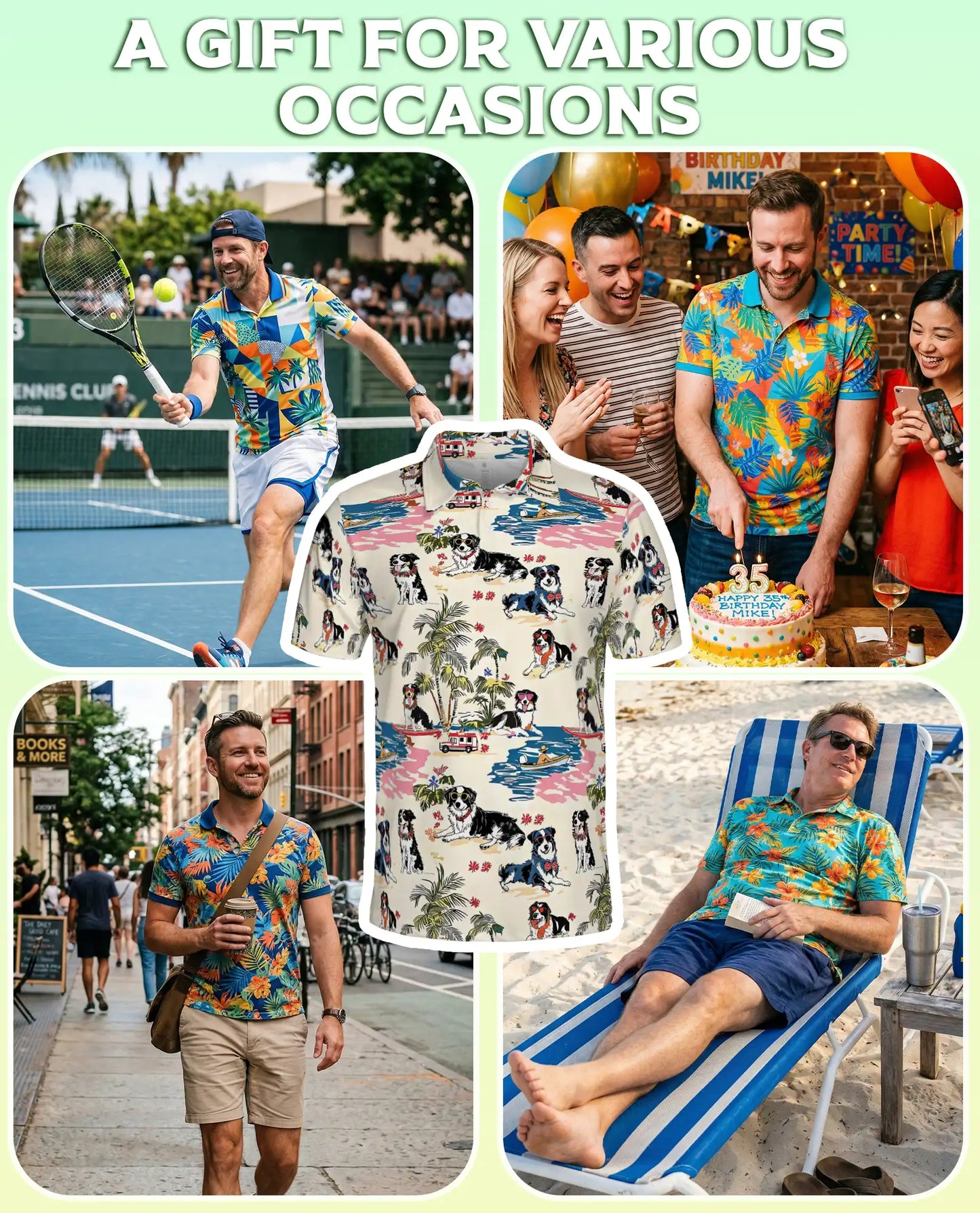 Australian Shepherd Dog Polo Shirt – Tropical Beach Print | Netecom