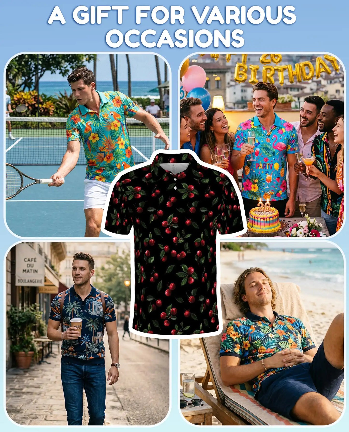Cherry Fruit Polo Shirt for Men – Classic Fruit Style | Netecom