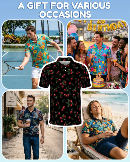 Cherry Fruit Polo Shirt for Men – Classic Fruit Style | Netecom