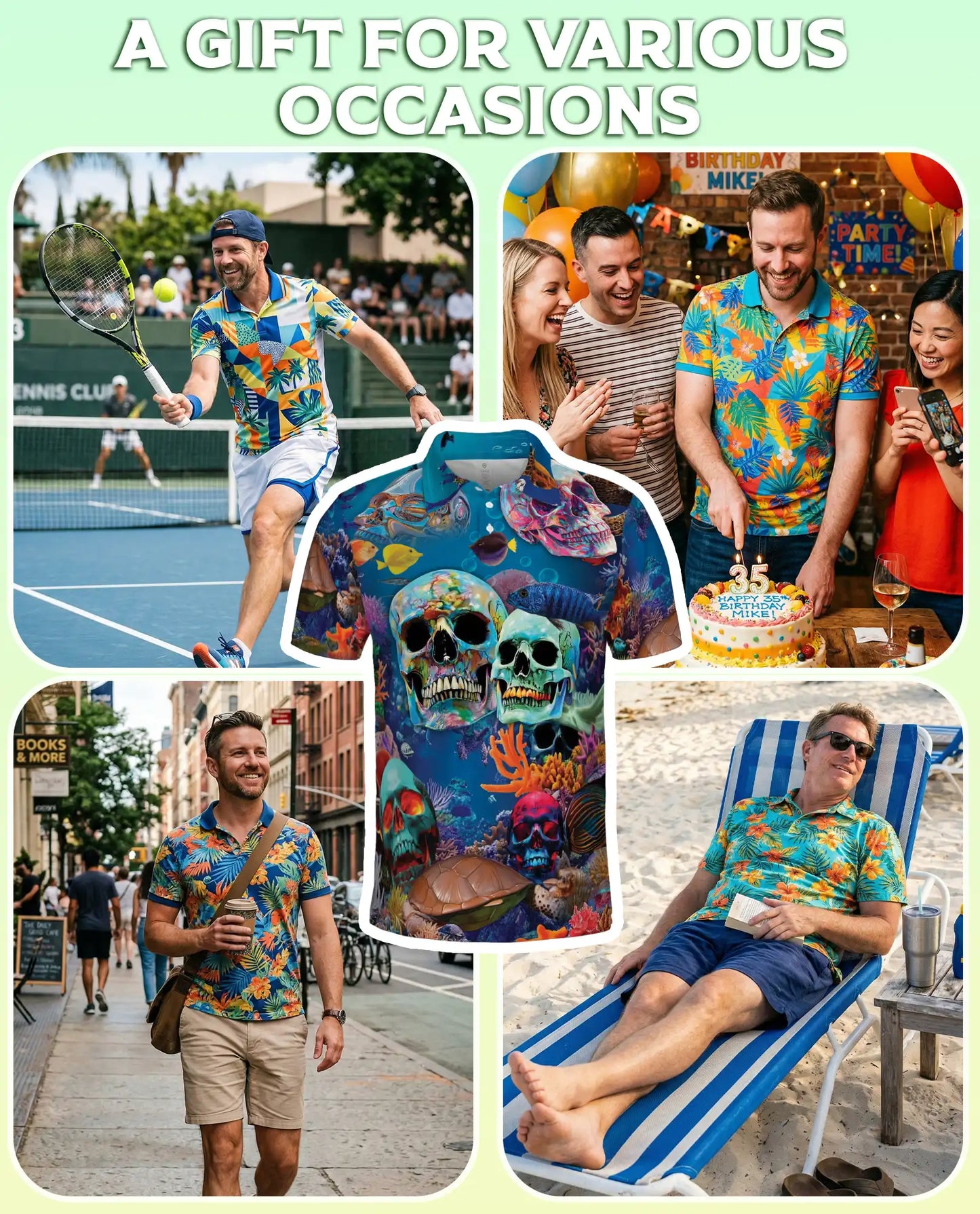 Ocean Skull 3D Polo Shirt for Men – Underwater Gothic Sea Style | Netecom