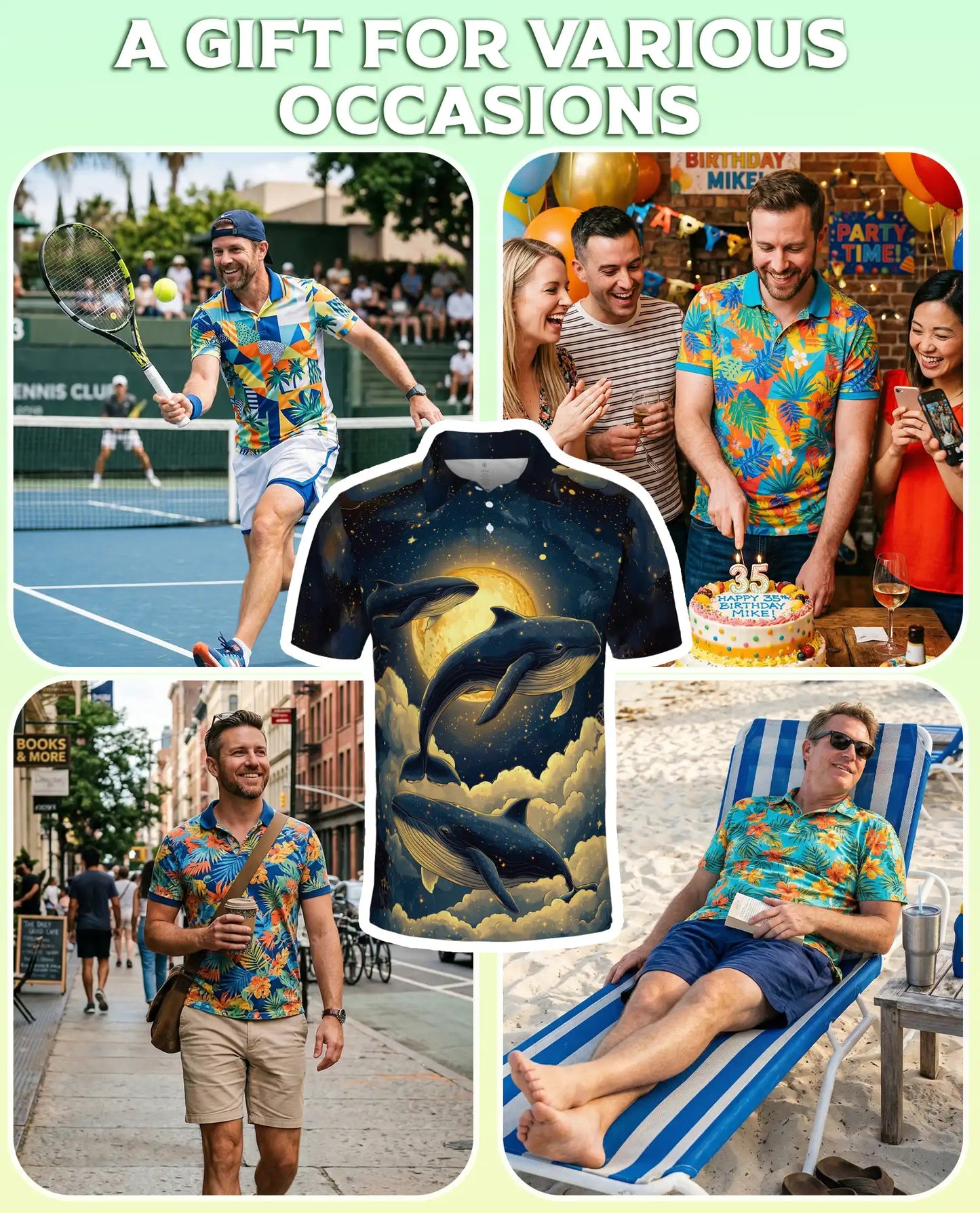 Whale Galaxy Polo Shirt – Moon Ocean Print | Netecom