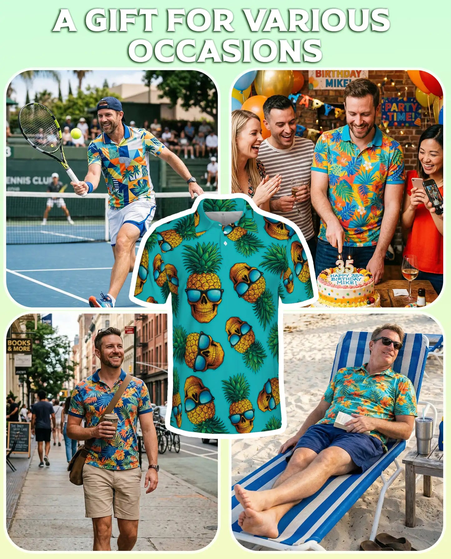 Skull Pineapple Polo Shirt – Tropical Island Print | Netecom