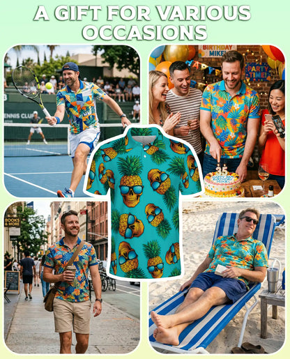 Skull Pineapple Polo Shirt – Tropical Island Print | Netecom