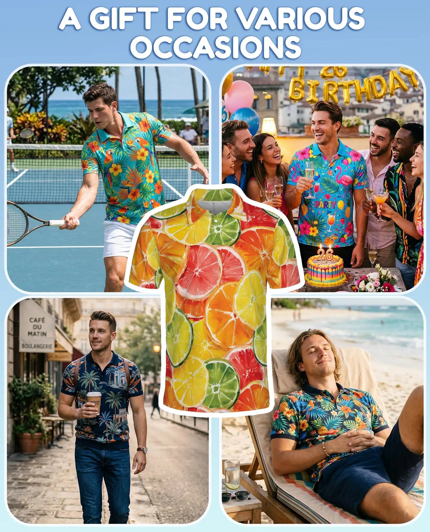Citrus Slice Polo Shirt for Men – Fresh Summer Style | Netecom