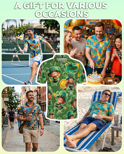 St. Patrick's Day Polo Shirt – Lucky Leprechaun Print | Netecom