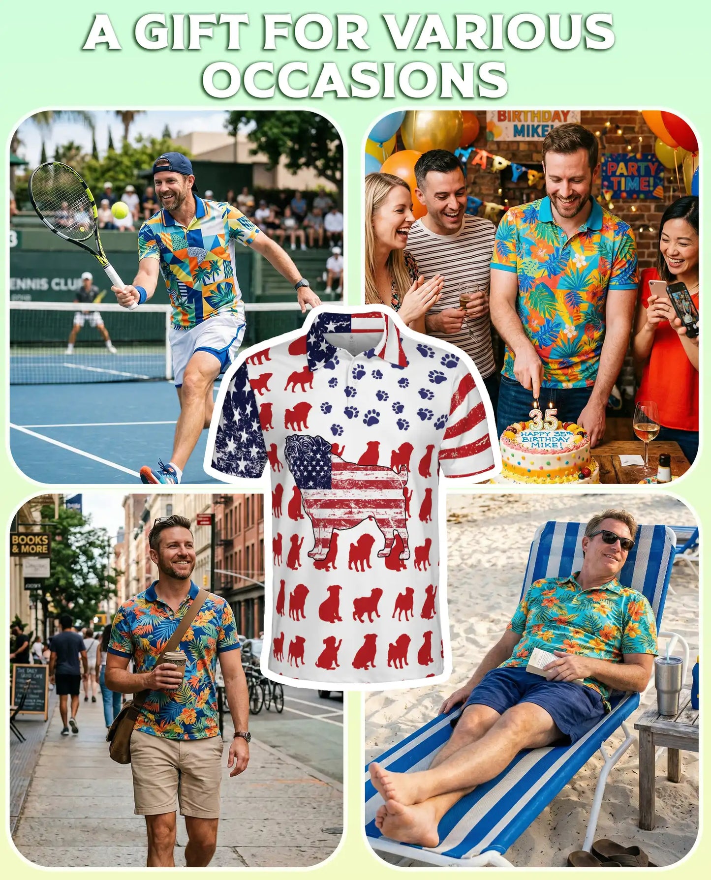 American Flag Pug Dog Polo Shirt | Netecom