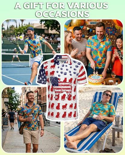 American Flag Pug Dog Polo Shirt | Netecom