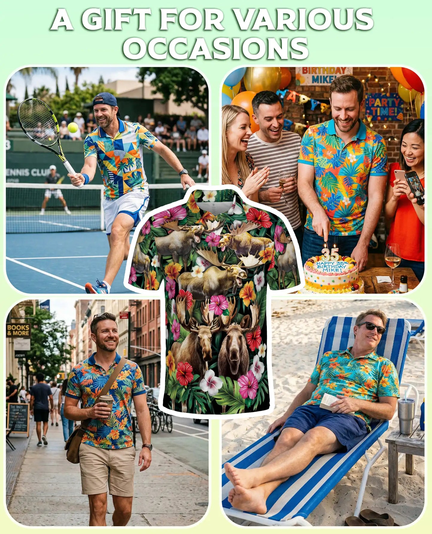 Moose Tropical Hawaiian Polo Shirt | Netecom