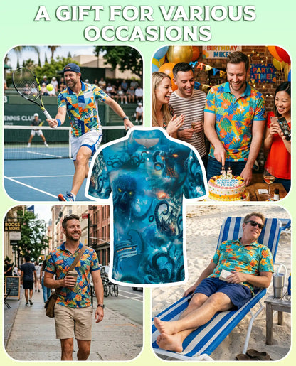 Kraken Ocean Polo Shirt – Sea Monster Horror Print | Netecom