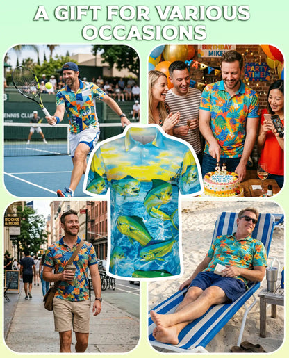 Mahi Mahi Fishing 3D Polo Shirt for Men – Tropical Ocean Angler Style | Netecom