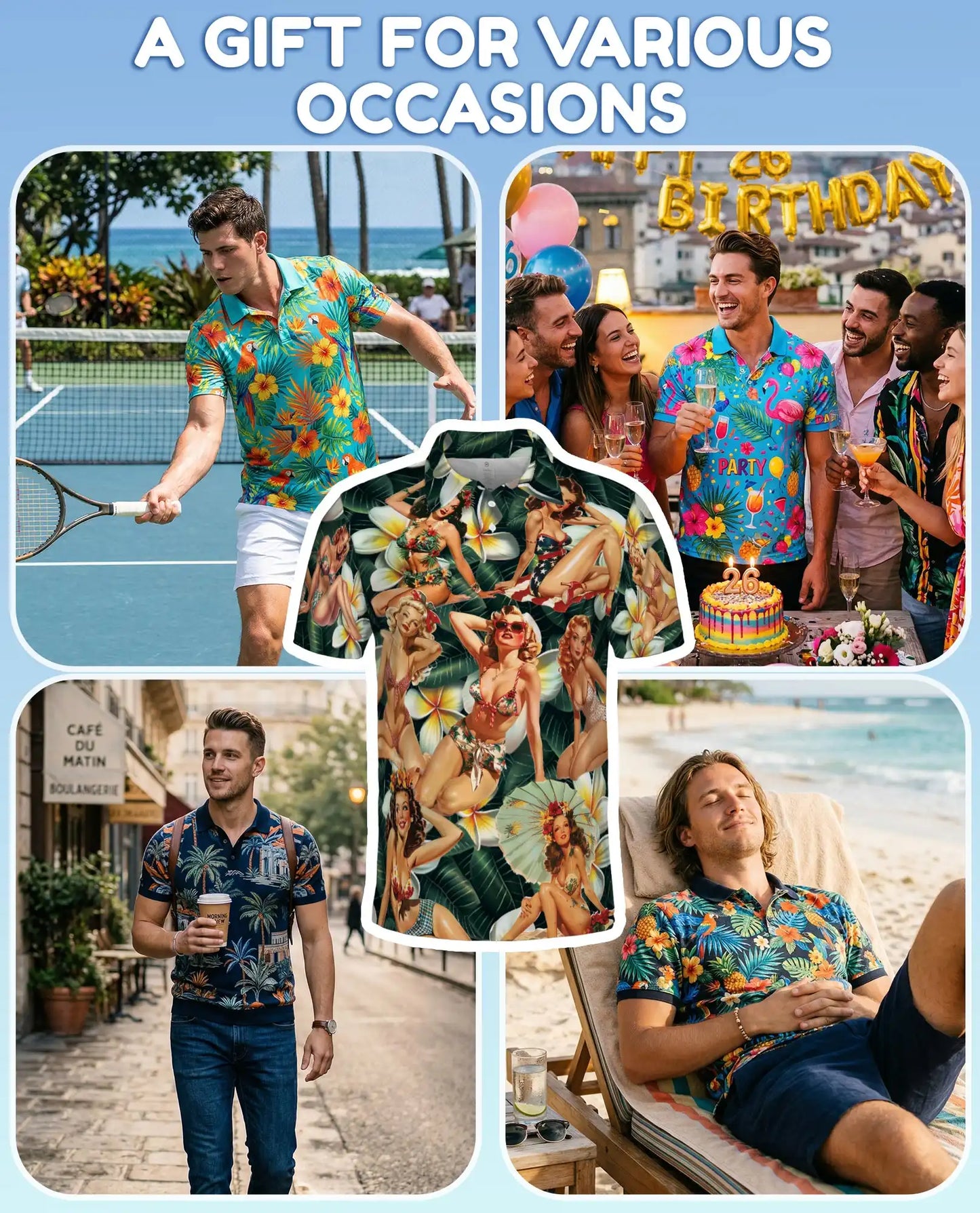 Retro Pin Up Girl Hawaiian Polo Shirt - Vintage Tropical Beauty Design | Netecom