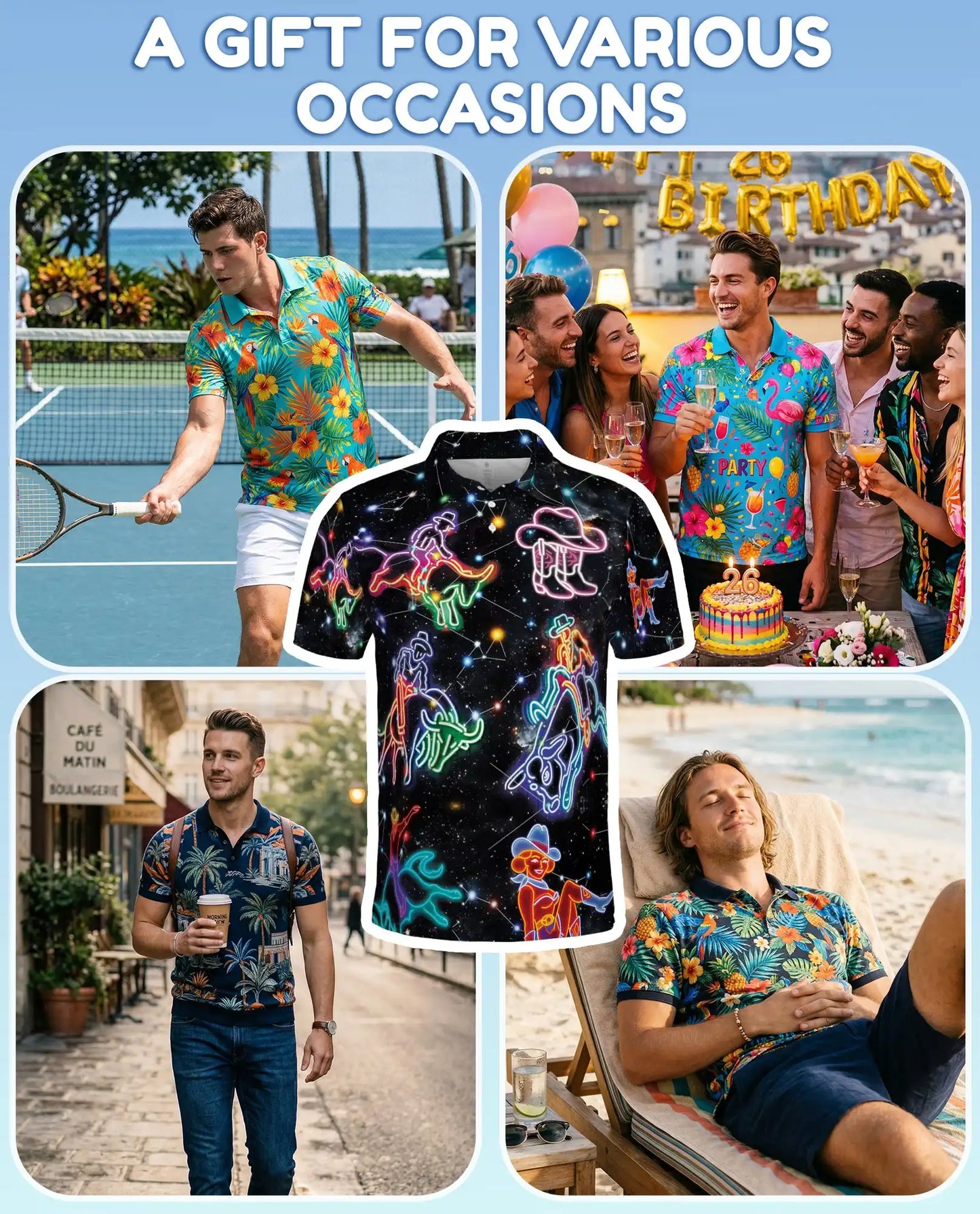 Neon Cowboy Constellation Polo Shirt-Western Galaxy Design | Netecom