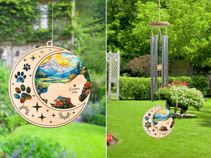 Netecom Newfoundland Dog Wind Chimes Memorial, Personalized Pet Memorial Windchime for Dog Suncatcher, Dog Loss Memorial Ornament, Loss of Pet Remembrance Gift, Sympathy Pet Wind Chimes Outdoor Garden