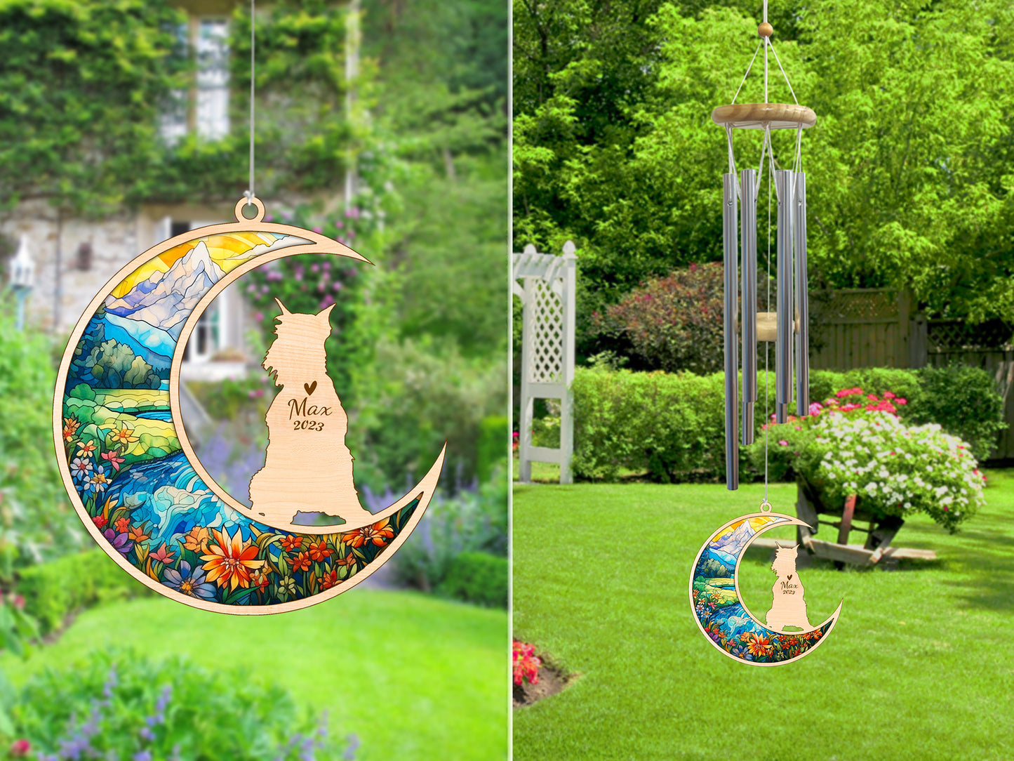 Netecom Schnauzer Dog Wind Chimes Memorial, Personalized Pet Memorial Wind Chimes for Dog Suncatcher, Dog Loss Memorial Ornament, Loss of Pet Sympathy Gift, Remembrance Windchime Outside Garden Decor
