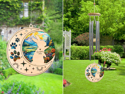 Netecom Rabbit Wind Chimes Memorial, Personalized Pet Memorial Windchime for Rabbits Suncatcher, Bunny Loss Memorial Ornament, Loss of Pet Remembrance Gift, Sympathy Pet Wind Chimes Outdoor Garden