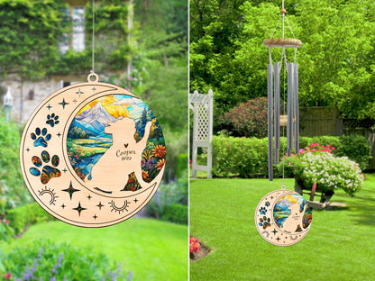 Netecom Bulldog Dog Wind Chimes Memorial, Personalized Pet Memorial Windchime for Dog Suncatcher, Dog Loss Memorial Ornament, Loss of Pet Remembrance Gift, Sympathy Pet Wind Chimes Outdoor Garden