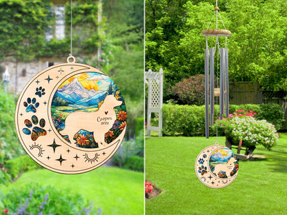 Netecom Border Collie Dog Wind Chimes Memorial, Personalized Pet Memorial Windchime for Dog Suncatcher, Dog Loss Memorial Ornament, Loss of Pet Remembrance Gift, Sympathy Pet Wind Chimes Outdoor Garden