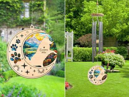 Netecom AmStaff Dog Wind Chimes Memorial, Personalized Pet Memorial Windchime for Dog Suncatcher, Dog Loss Memorial Ornament, Loss of Pet Remembrance Gift, Sympathy Pet Wind Chimes Outdoor Garden