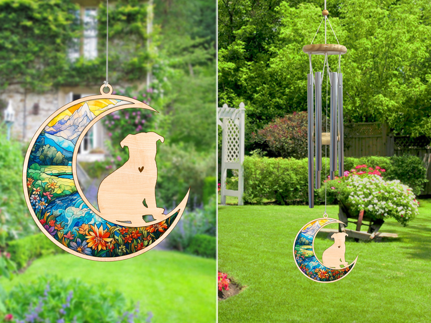 Netecom Pug Dog Wind Chimes Memorial, Personalized Pet Memorial Wind Chimes for Dog Suncatcher, Dog Loss Memorial Ornament, Loss of Pet Sympathy Gift, Remembrance Windchime Outside Garden Decor