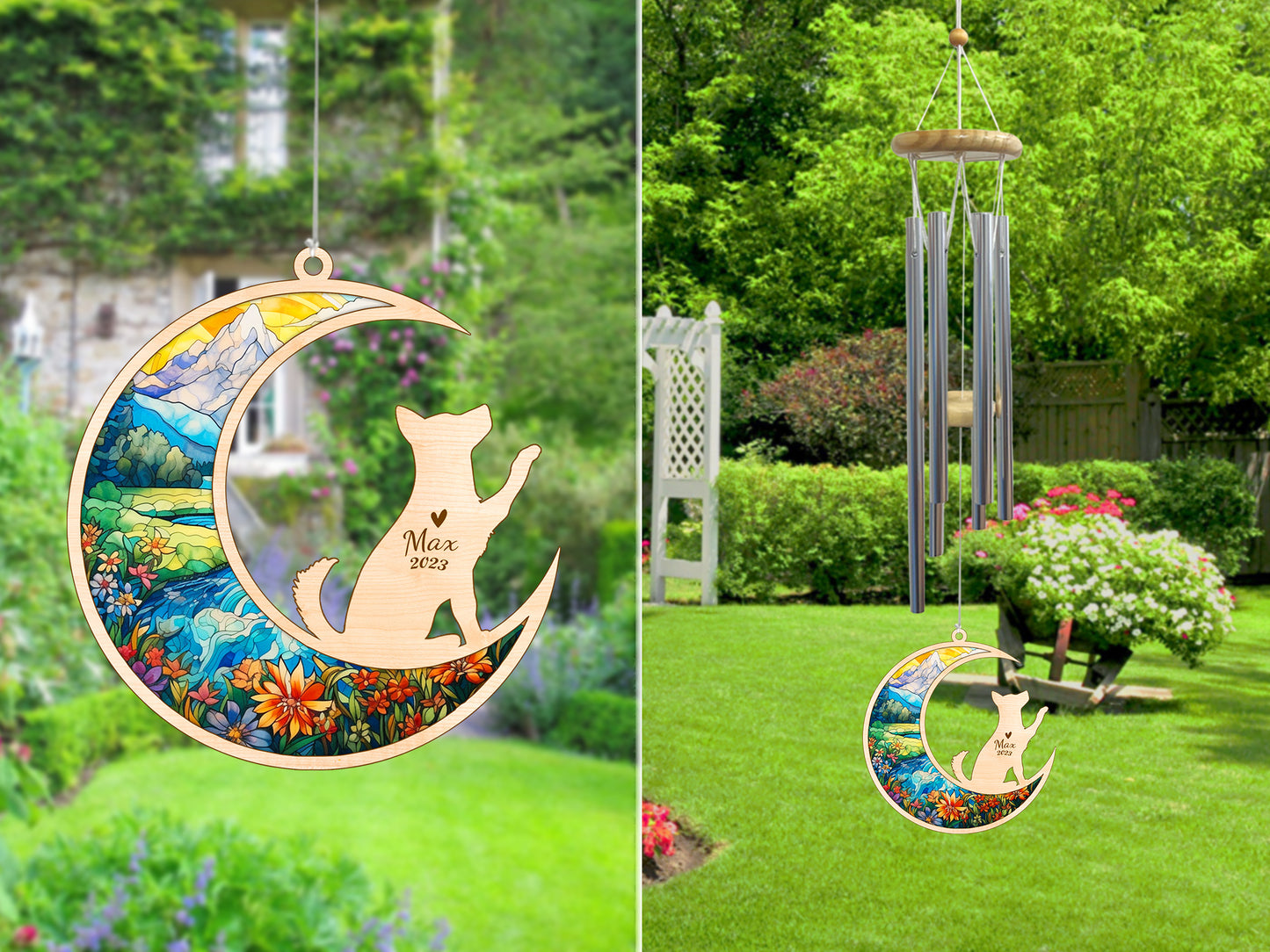 Netecom Husky Dog Wind Chimes Memorial, Personalized Pet Memorial Wind Chimes for Dog Suncatcher, Dog Loss Memorial Ornament, Loss of Pet Sympathy Gift, Remembrance Windchime Outside Garden Decor