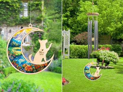 Netecom Husky Dog Wind Chimes Memorial, Personalized Pet Memorial Wind Chimes for Dog Suncatcher, Dog Loss Memorial Ornament, Loss of Pet Sympathy Gift, Remembrance Windchime Outside Garden Decor