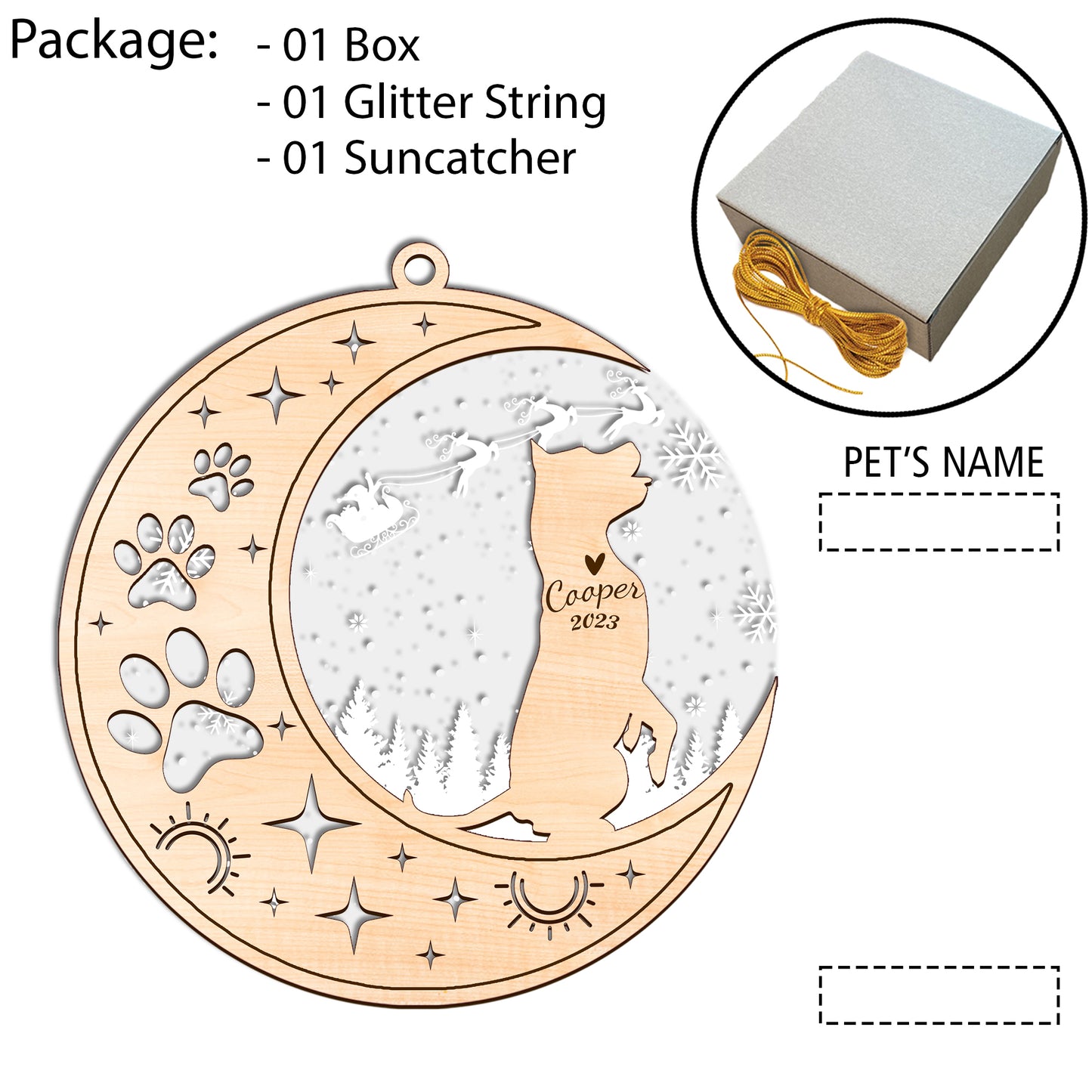 Netecom American Staffordshire Terrier Dog Memorial Suncatcher Personalized Dog Christmas Ornament, Bereavement Gifts for Loss of Pet, Dog Death Sympathy Gifts Pet Loss Sun Catchers, Dog Grief Gift