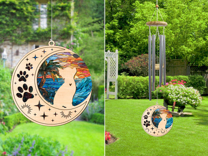 Netecom Chihuahua Dog Wind Chimes Memorial, Personalized Pet Memorial Windchime for Dog Suncatcher, Dog Loss Memorial Ornament, Loss of Pet Remembrance Gift, Sympathy Pet Wind Chimes Outdoor Garden