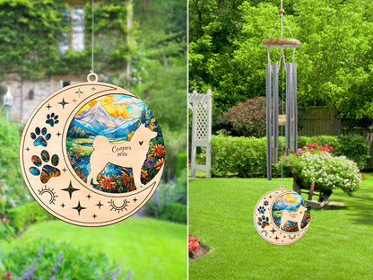 Netecom Akita Dog Wind Chimes Memorial, Personalized Pet Memorial Windchime for Dog Suncatcher, Dog Loss Memorial Ornament, Loss of Pet Remembrance Gift, Sympathy Pet Wind Chimes Outdoor Garden