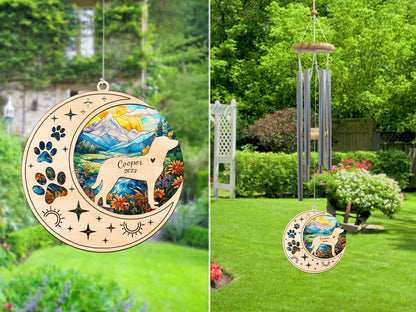 Netecom Chesapeake Bay Retriever Wind Chimes Memorial, Personalized Pet Memorial Windchime for Dog Suncatcher,Dog Loss Memorial Ornament, Loss of Pet Remembrance Gift, Sympathy Pet Wind Chimes Outdoor Garden
