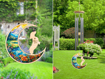 Netecom Dachshund Dog Wind Chimes Memorial, Personalized Pet Memorial Wind Chimes for Dog Suncatcher, Wiener Dog Loss Memorial Ornament, Loss of Pet Sympathy Gift Windchime Outside Garden Decor