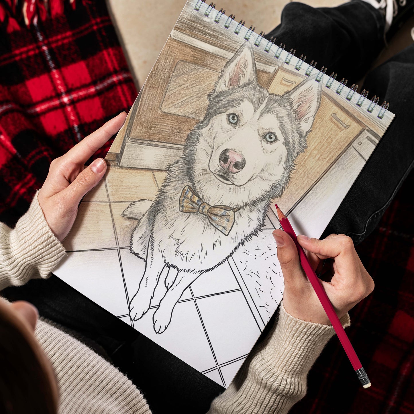 Personalized Dog Coloring Book for Adults – Custom Dog Line Art Coloring Pages from Photos,  12–48 Pages, Unique Keepsake for Pet Lovers, Premium Wooden Cover, Spiral Binding