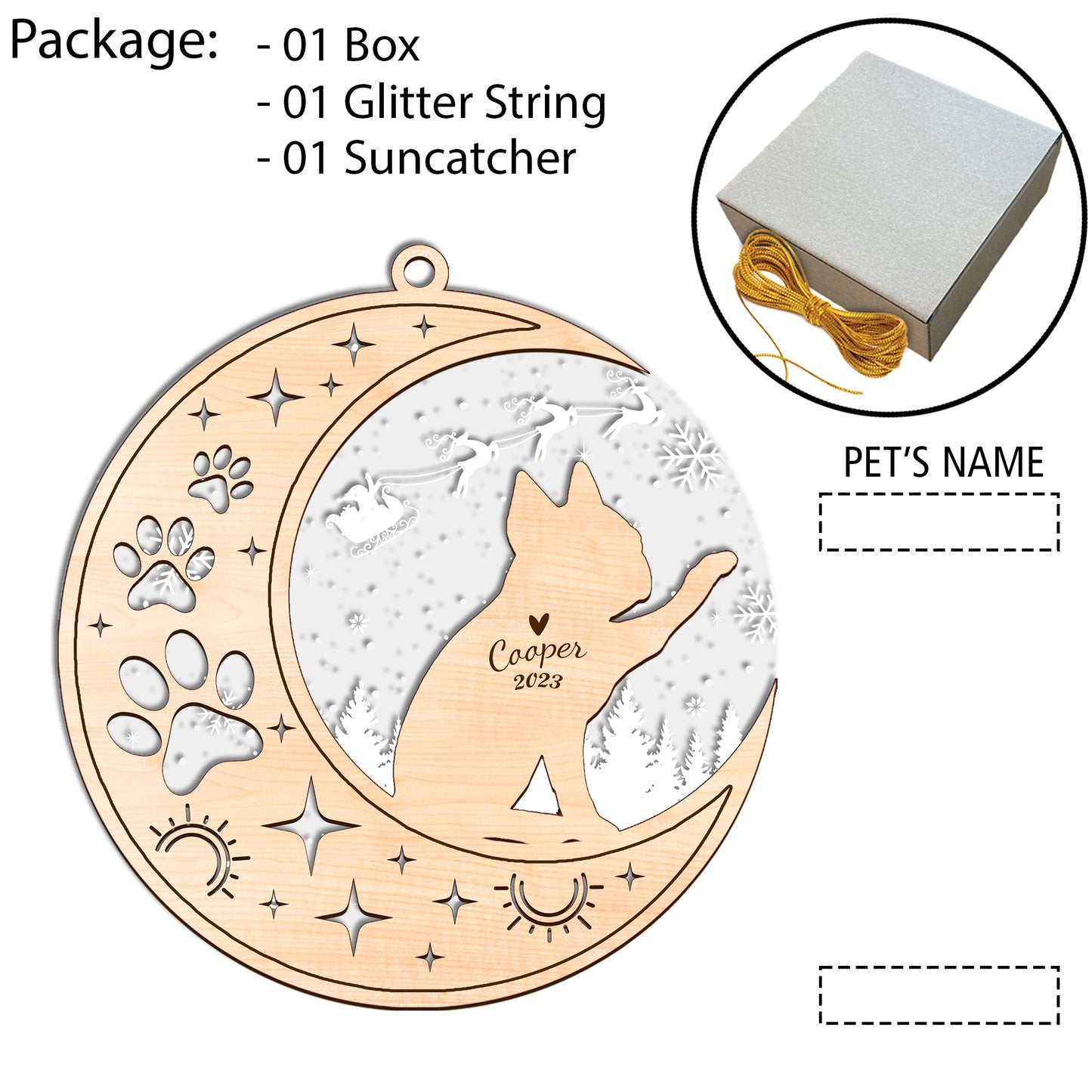 Netecom Boston Terrier Dog Memorial Suncatcher, Personalized Boston Bull Terrier Christmas Ornament Bereavement Gifts for Loss of Pet, Dog Death Sympathy Gifts Pet Loss Sun Catchers, Dog Grief Gift