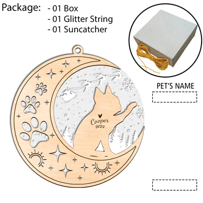 Netecom Boston Terrier Dog Memorial Suncatcher, Personalized Boston Bull Terrier Christmas Ornament Bereavement Gifts for Loss of Pet, Dog Death Sympathy Gifts Pet Loss Sun Catchers, Dog Grief Gift