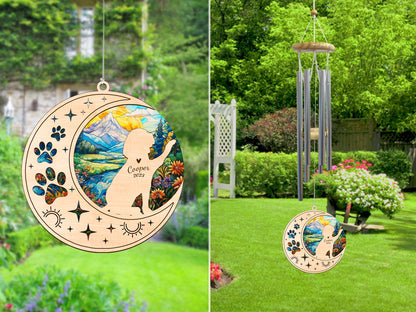 Netecom Beagle Dog Wind Chimes Memorial, Personalized Pet Memorial Windchime for Dog Suncatcher, Dog Loss Memorial Ornament, Loss of Pet Remembrance Gift, Sympathy Pet Wind Chimes Outdoor Garden