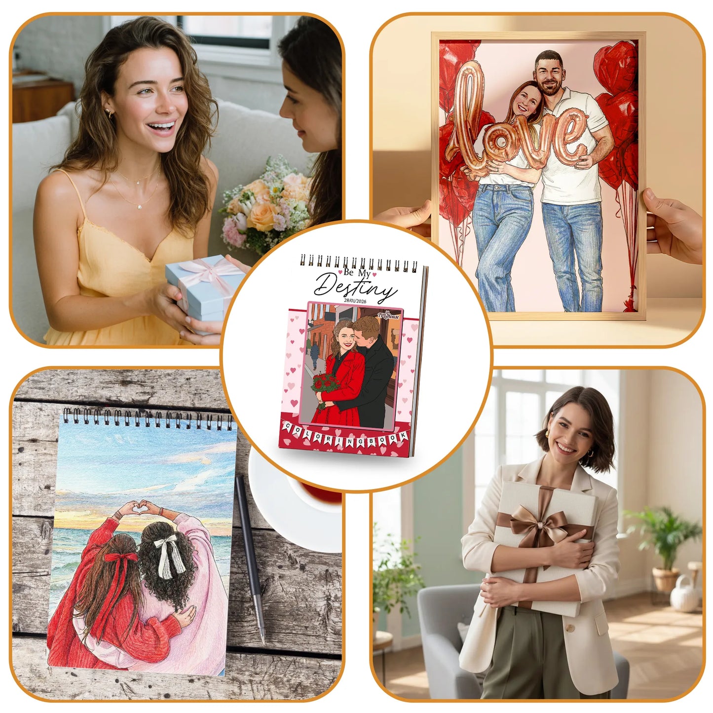 Custom Photo Coloring Book for Couples, Personalized Love Memory Gift