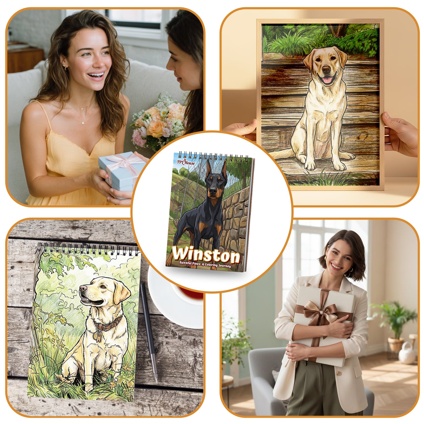 Personalized Dog Coloring Book for Adults – Custom Dog Line Art Coloring Pages from Photos,  12–48 Pages, Unique Keepsake for Pet Lovers, Premium Wooden Cover, Spiral Binding